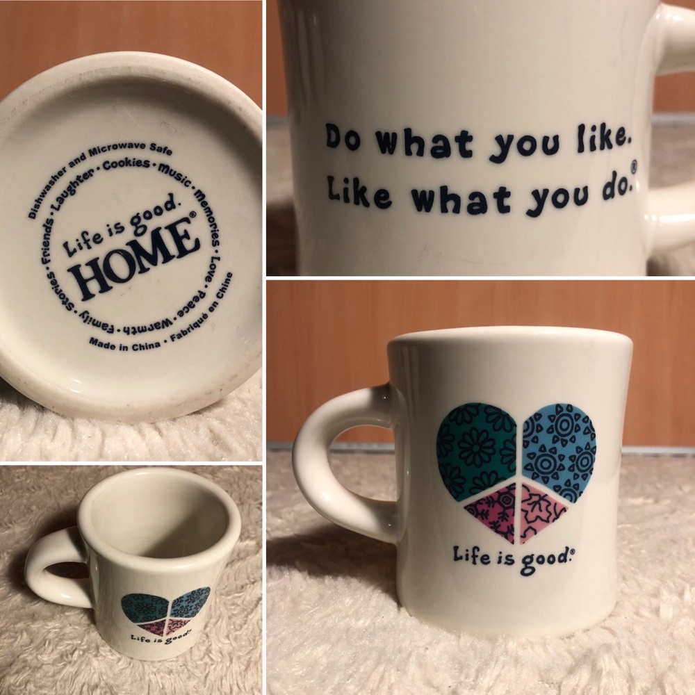 Life is Good- peace sign and heart - coffee mug